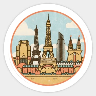 Wonders Of World Retro Design Sticker